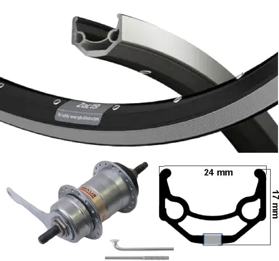Roue arrière Kgs 28 pouces (622) jante noir-argent nexus 3 moyeu de frein