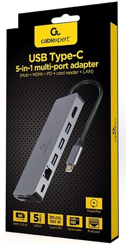 Cableexpert Adaptateur multiple USB-C 5-en-1 Station d'accueil USB-C 5 voies - 9530505
