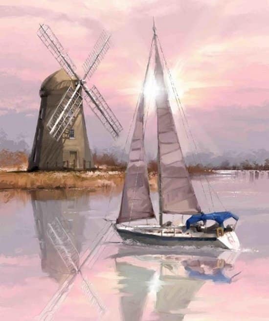 Peinture diamant Toi-toys - voilier avec moulin à vent - 21x25 cm