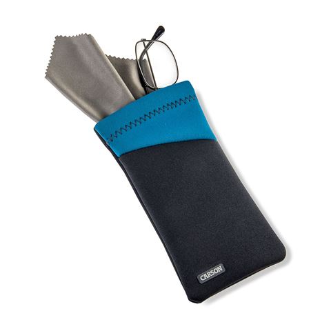 Etui à lunettes Carson en néoprène avec chiffon microfibre - gris bleu