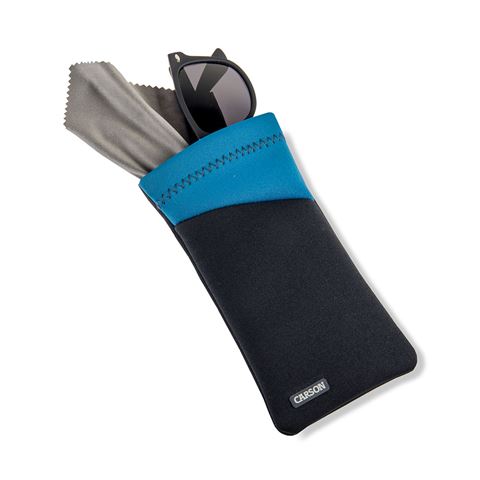 Etui à lunettes Carson en néoprène avec chiffon microfibre - gris bleu