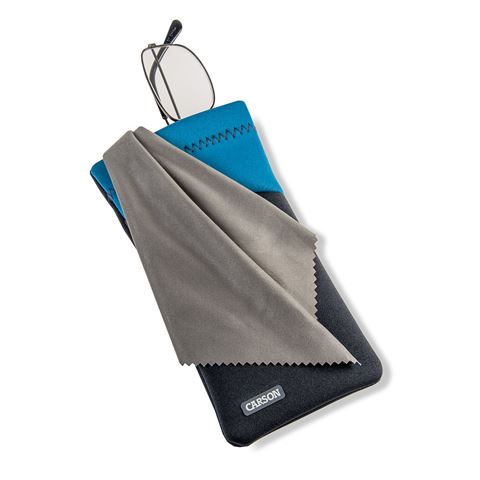 Etui à lunettes Carson en néoprène avec chiffon microfibre - gris bleu