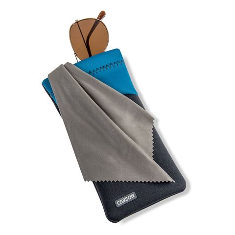 Etui à lunettes Carson en néoprène avec chiffon microfibre - gris bleu