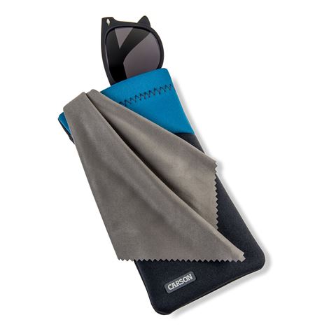 Etui à lunettes Carson en néoprène avec chiffon microfibre - gris bleu