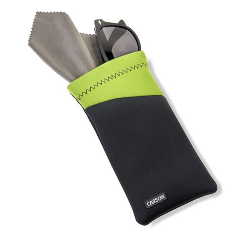 Etui à lunettes Carson en néoprène avec chiffon microfibre - gris vert
