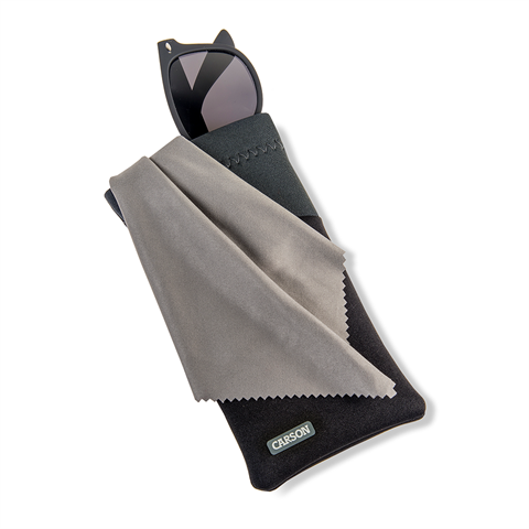 Etui à lunettes Carson en néoprène avec chiffon microfibre - gris noir