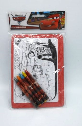 Puzzle voitures Van der Doelen - à colorier soi-même - 28 pièces avec crayons de couleur