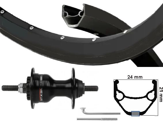Roue avant Kgs 28 pouces (622) primax zac 2000 noir frein à rouleaux noir axe fixe