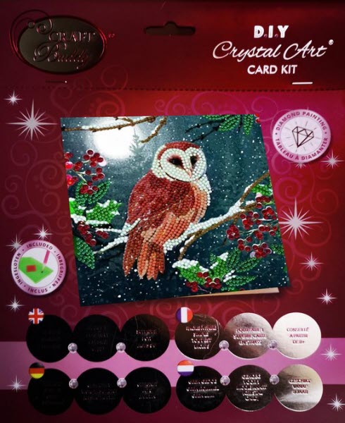 Peinture au diamant Jonotoys - Carte de Noël avec chouette effraie au clair de lune