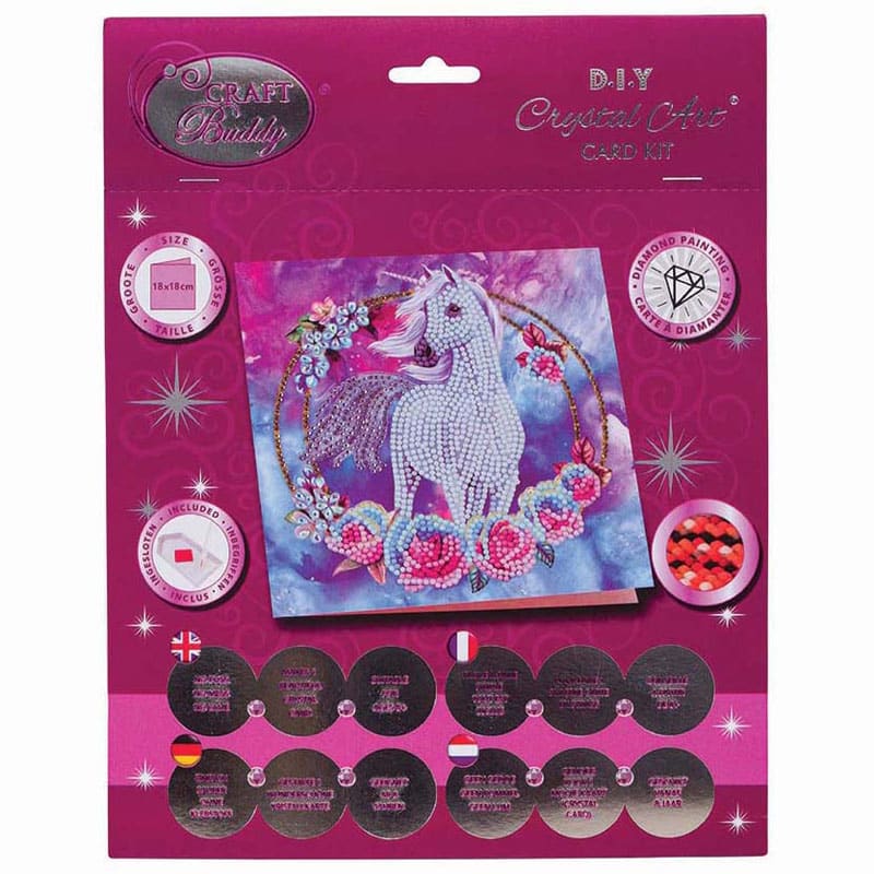 Peinture diamant Brandunit - carte avec licorne - 18x18 cm
