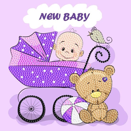 Unité de marque peinture diamant - carte nouveau bébé