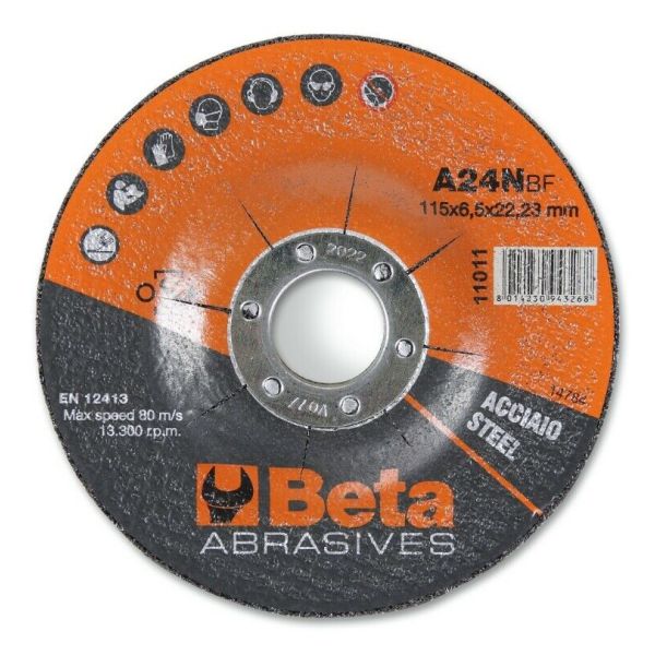 Disques abrasifs Beta ø125 mm pour acier avec centre (10 pièces)