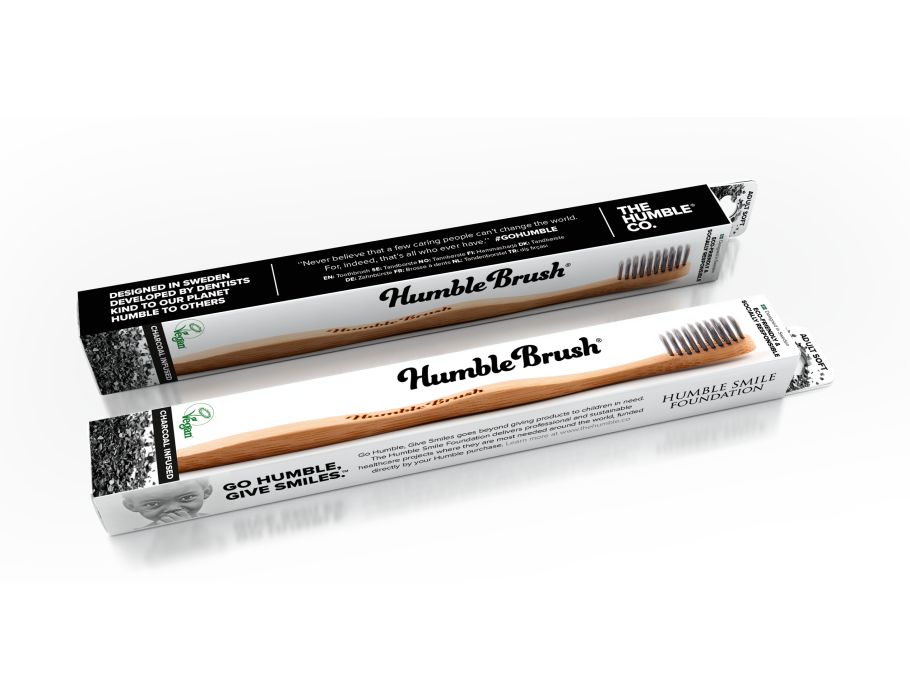 La humble co. brosse à dents en bambou - souple - charbon