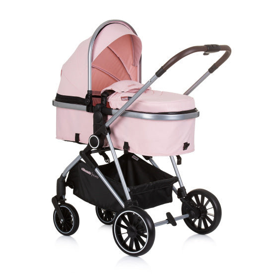 Chipolino aura poussette 3-en-1 pliable avec sac à couches rose