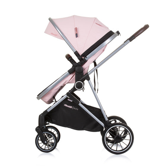 Chipolino aura poussette 3-en-1 pliable avec sac à couches rose