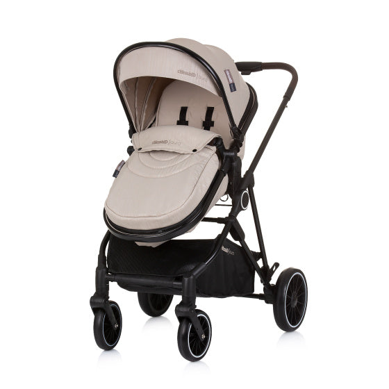 Chipolino Aura pliable 3-en-1 Pram avec sac à couches macadamia beige zwart