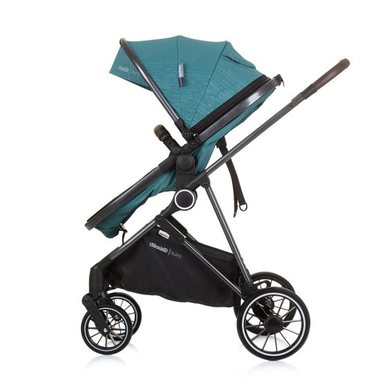 Chipolino aura poussette 3-en-1 pliable avec sac à couches bleu pétrole noir