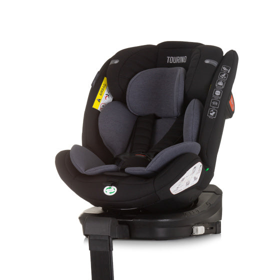 Chipolino tourino siège auto i-size 40-150 cm isofix 360° obsidienne noir gris