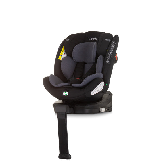 Chipolino tourino siège auto i-size 40-150 cm isofix 360° obsidienne noir gris