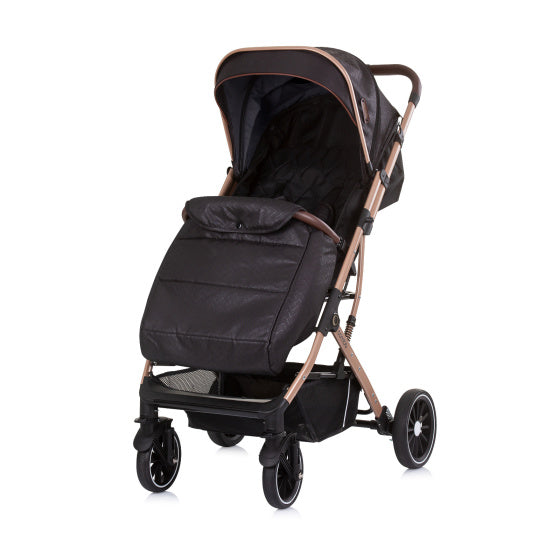 Chipolino combo pliable buggy avec couvercle de pied obsidien or noir