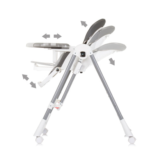 Chipolino Milk Shake 2 en 1 chaise haute chaise à bascule Ash Gris blanc