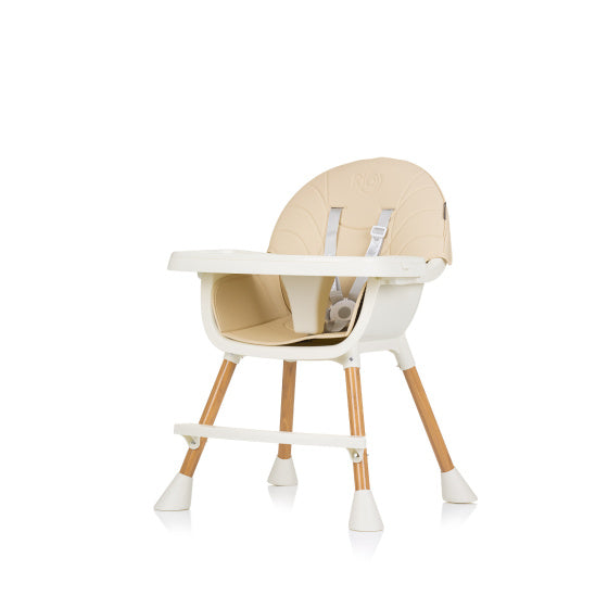 Chipolino Rio chaise haute 2 en 1 avec plateau repas coussin d'assise blanc sable