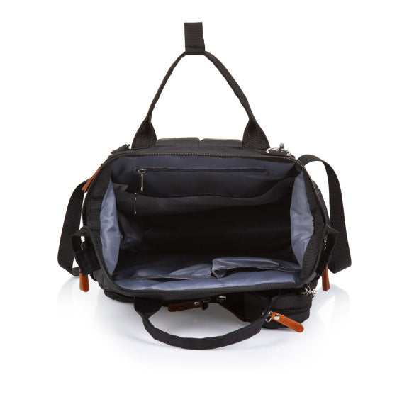 Sac à couches de sac à dos chipolino avec beaucoup d'espace de rangement obsidien noir