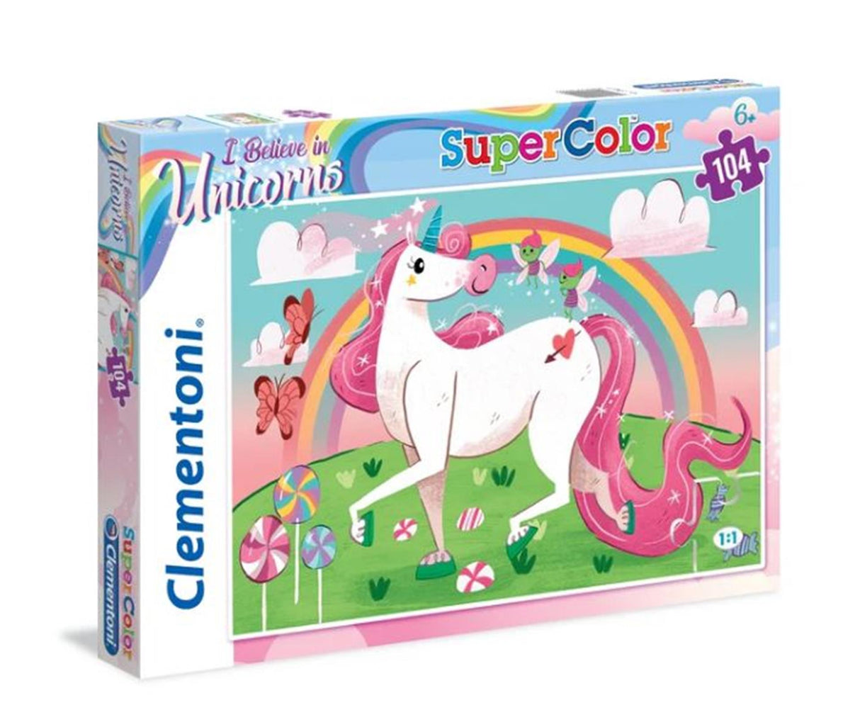 Clementoni - puzzle - 104 pièces - je crois aux licornes géniales - puzzle pour enfants - supercolor