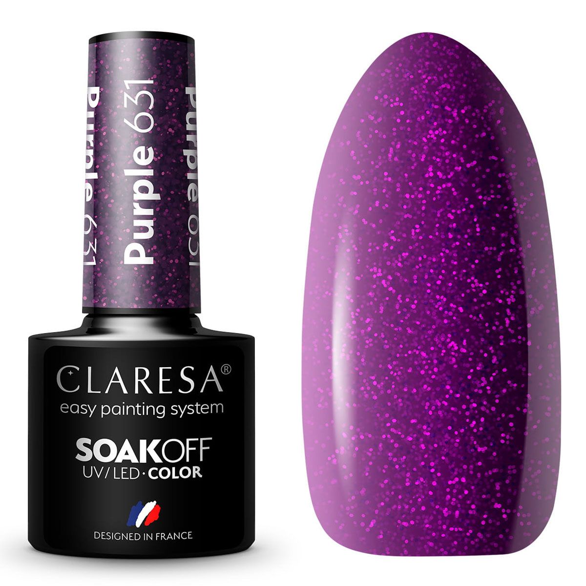 Claresa vernis gel uv led 5ml violet 631 baies pleines