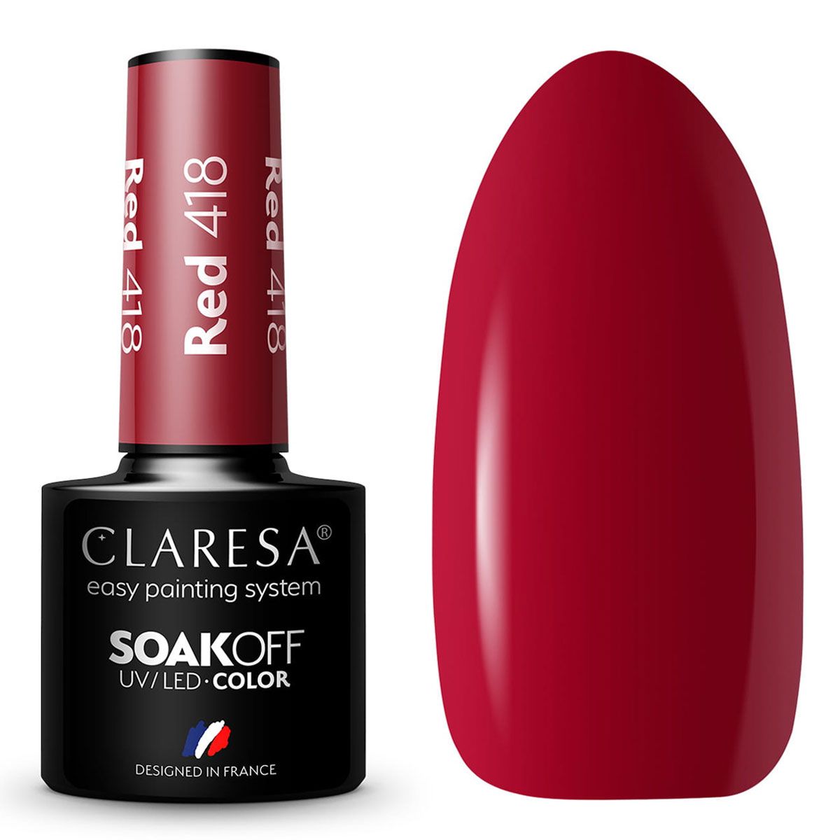 Claresa vernis gel uv led 5 ml rouge 418 emmène-moi à la rivière