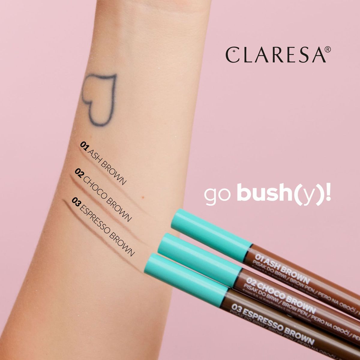 Claresa go stylo à sourcils touffu 01 brun cendré