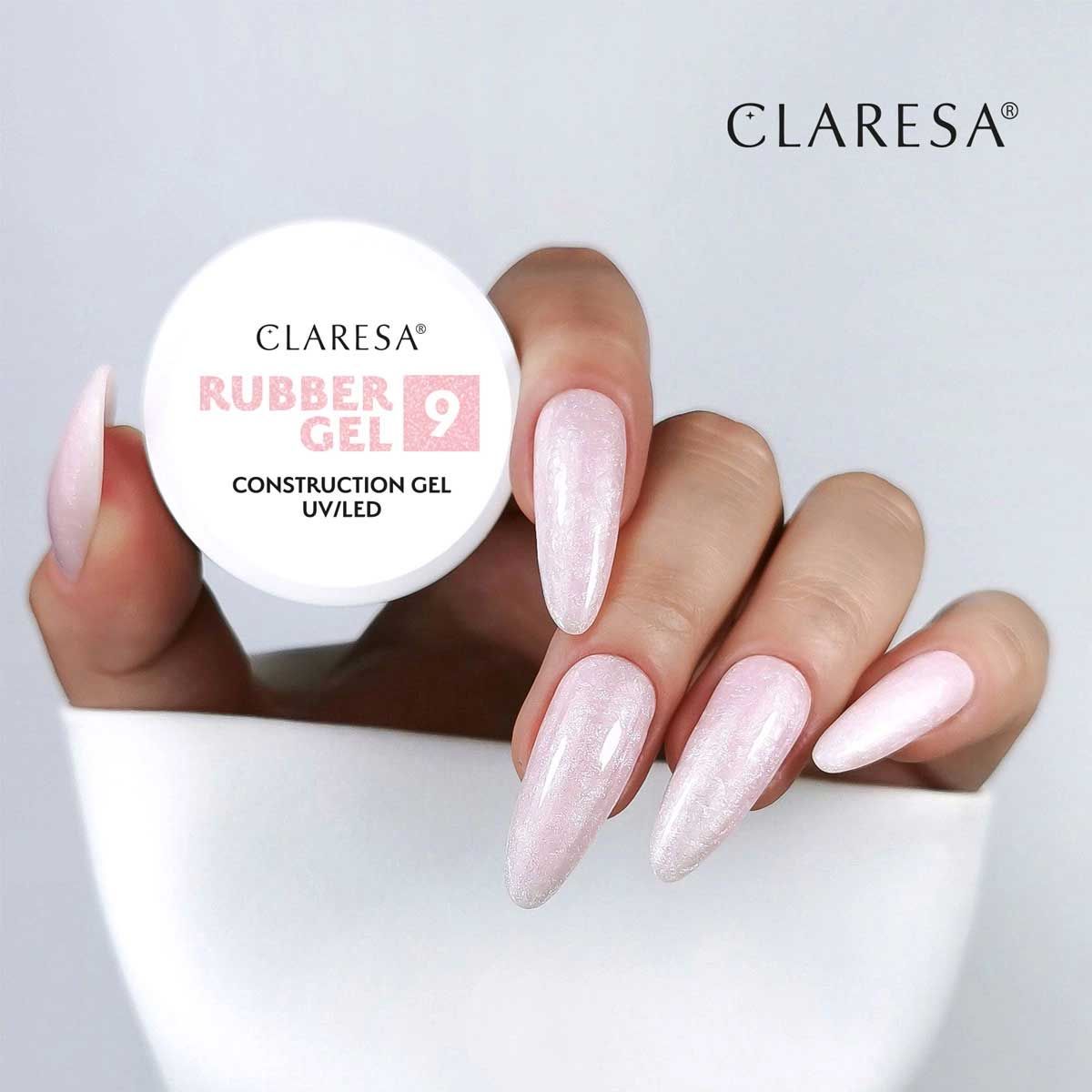 Gel de caoutchouc Claresa 9 rose scintillant 90gr.