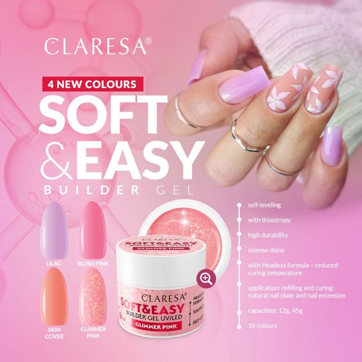 Claresa kératine soft easy builder gel couverture cutanée 12gr.