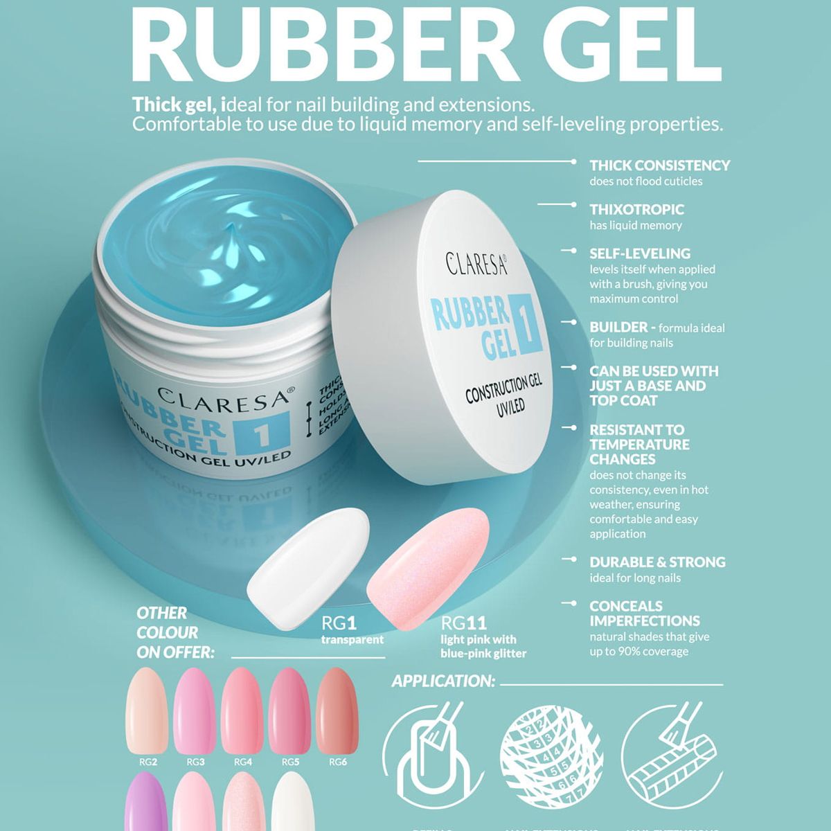 Claresa gel de caoutchouc 11 rose tendre scintillant 12gr.
