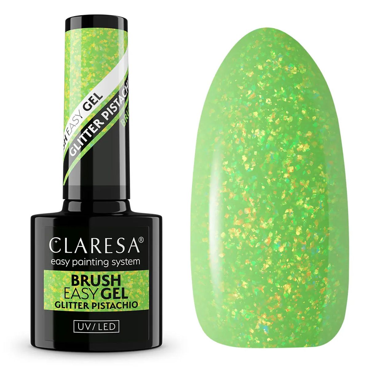 Claresa pinceau gel facile à paillettes pistache 5ml
