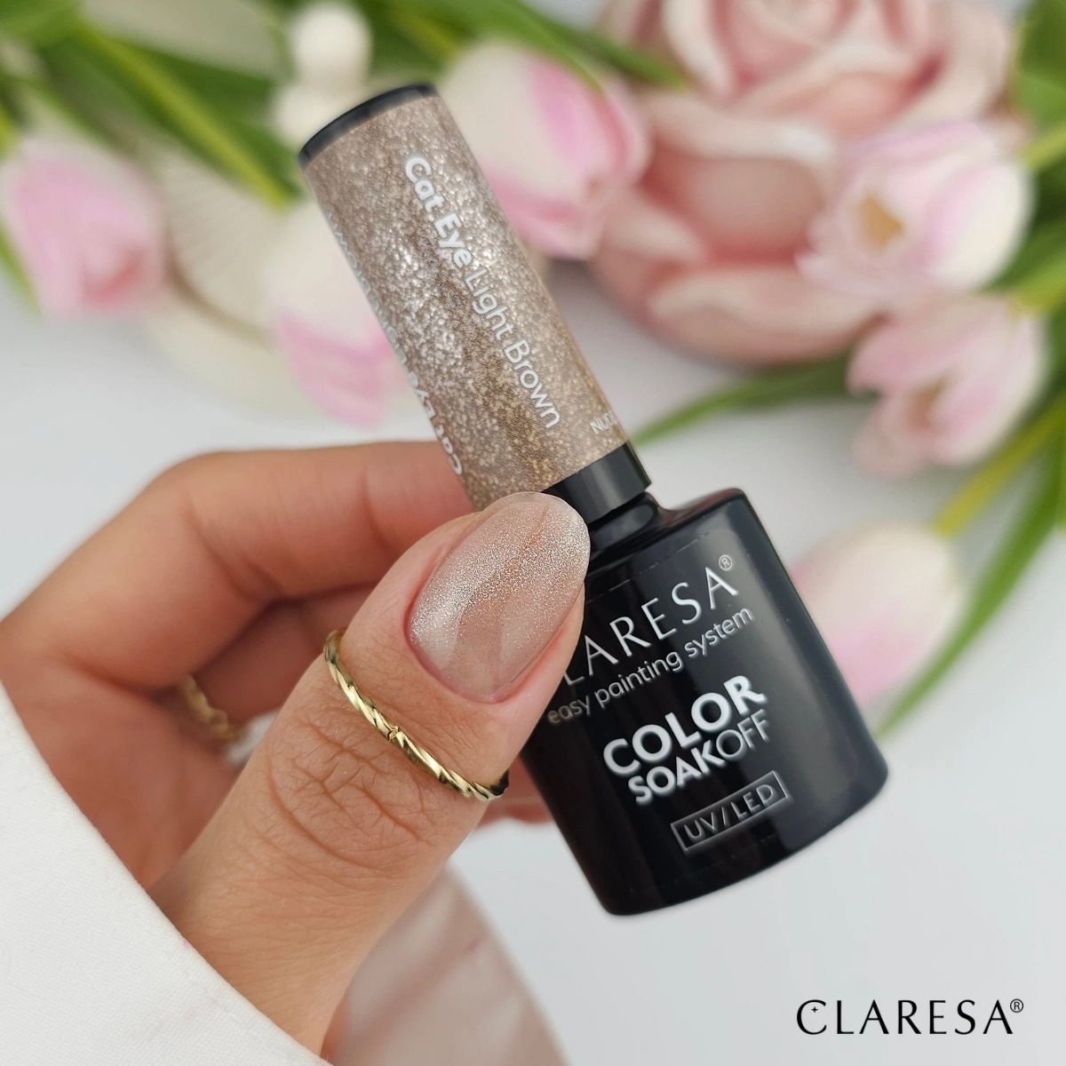 Claresa uv led gellak 5ml nude glow - cat eye light brown