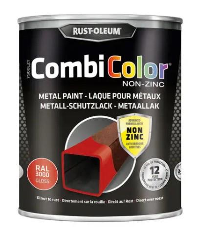 Rust-oleum combicolor sans zinc ral3000 rouge feu brillant 750ml