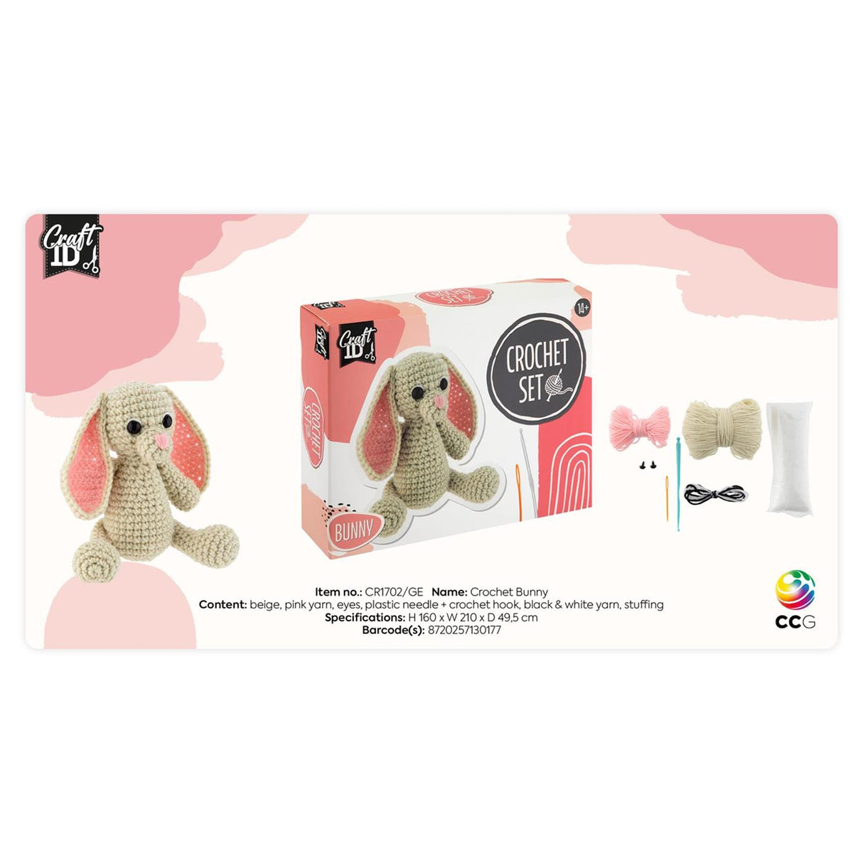 Kit de crochet de groupe d'artisanat créatif lapin - incl. aiguille et fil