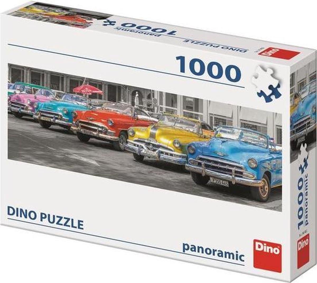 Puzzle Dinotoys - Panorama des voitures classiques sur Cuba - 1000 pièces