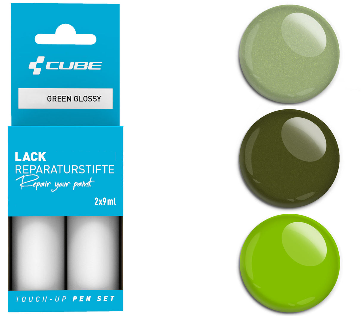 Set de stylos de retouche Cube vert brillant