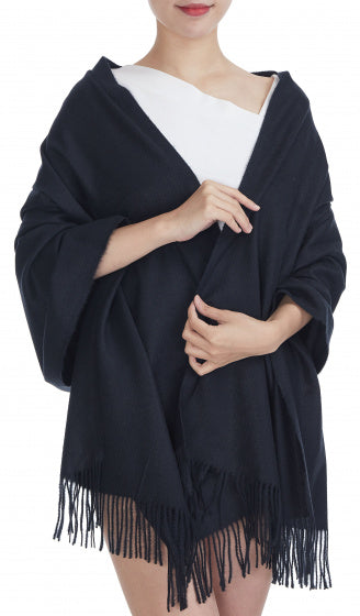 Cwi Écharpe dames 180 x 70 cm viscose bleu foncé taille unique