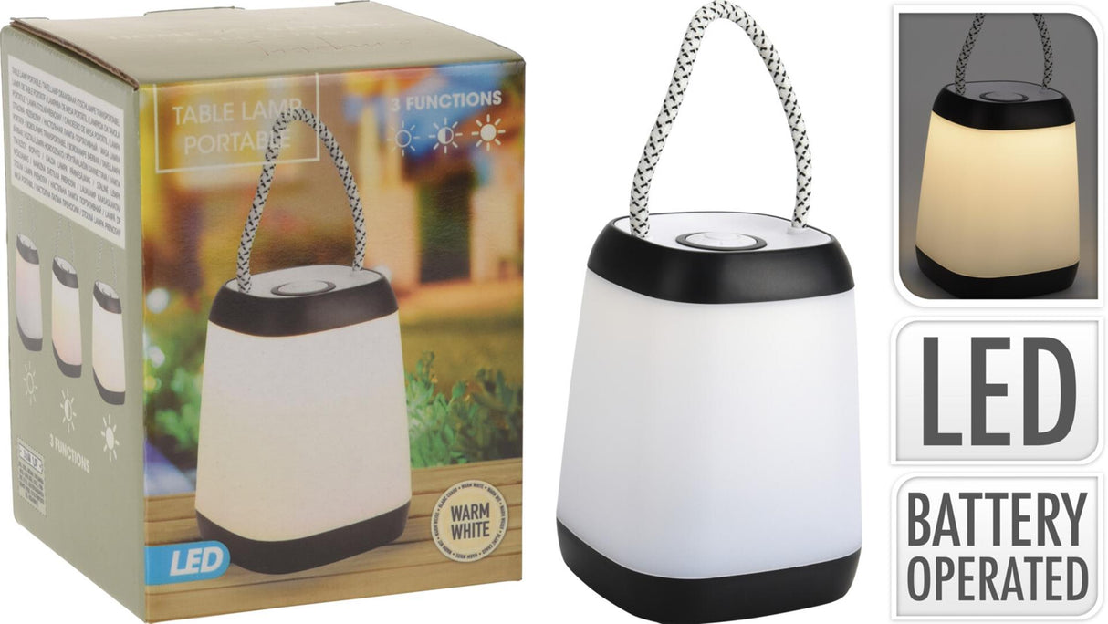 Lampe de table portable LED noire
