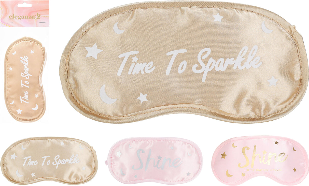 Masque de nuit en satin avec texte rose