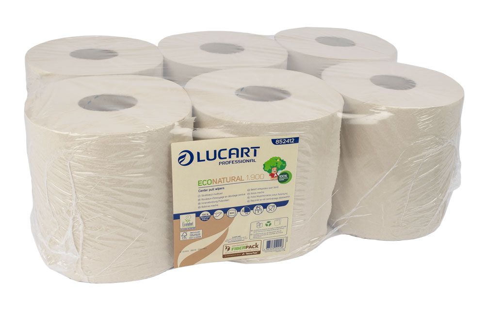 Primp papier nettoyant lucart eco naturel midi rouleau havane 6 rouleaux