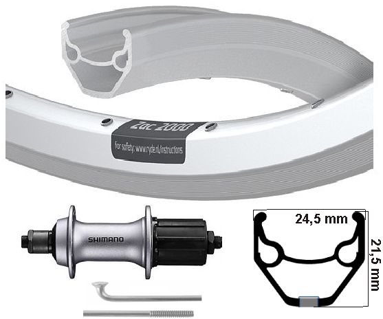 Kgs roue arrière 28 pouces (622) jante zac 2000 421 argent patte de décrochage 8-10 vitesses