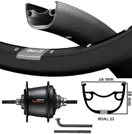 Kgs roue arrière 28 pouces 622 noir noir noir nexus 7 frein à rouleaux