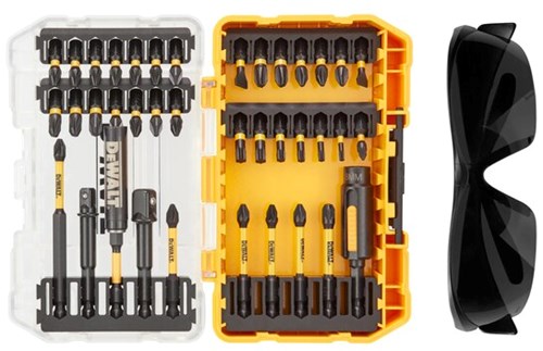 Accessoires Dewalt Jeu d'embouts de tournevis flextorq de 38 pièces avec lunettes de soleil | dans un cas difficile - dt70740t-qz