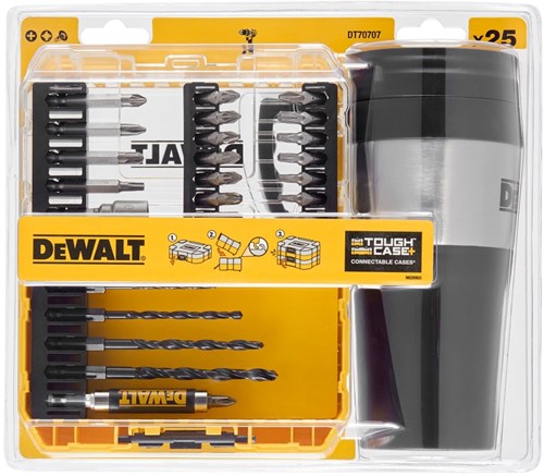Accessoires Dewalt dt70707-qz | Jeu d'embouts de 25 pièces dans une cassette robuste | avec tasse thermique - dt70707-qz