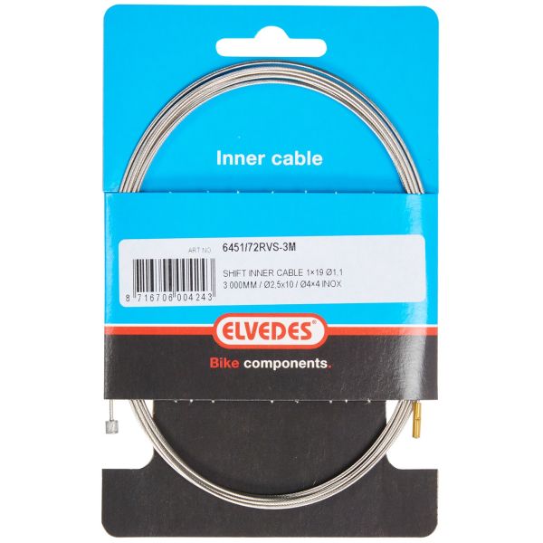 Engrenage Câble intérieur en acier inoxydable 2 mamelons 3 mètres 6451 72RVS 3M