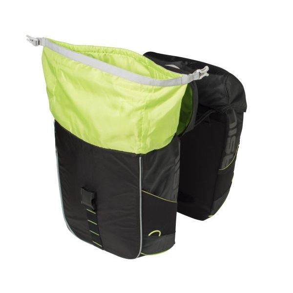 Basil Miles Double Bag - Sac à double vélo étanche, unisexe, sportif, zwart -limoen